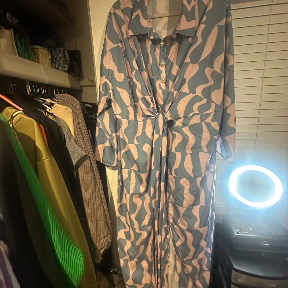 Blue and Pink Patterned Dress